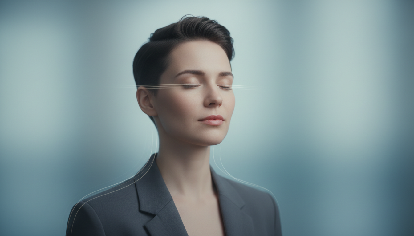 Editorial cover showing a portrait with subtle motion cues for blinking and breathing