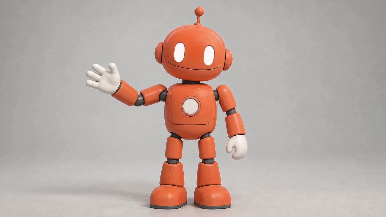Robot naranja siguiendo un saludo de un vídeo de referencia